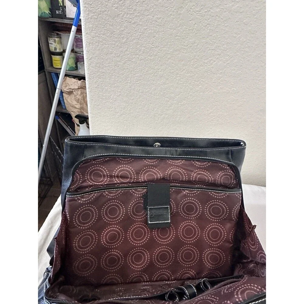 FranklinCovey Black Super Organizer Tote Bag, faux leather